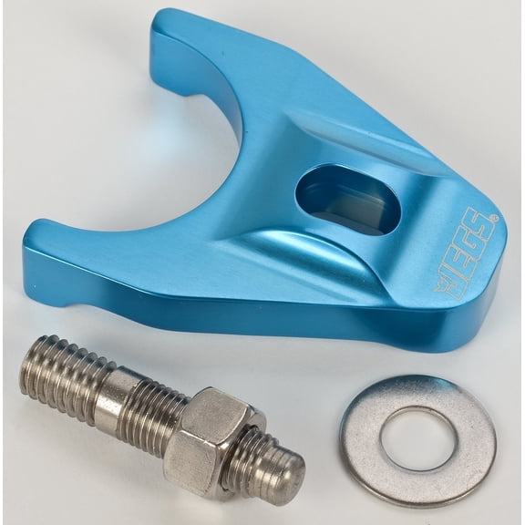 JEGS Billet Distributor Hold-Down Clamp Chevy: 90 V6, Small Block, and Big Block [Blue Anodized]