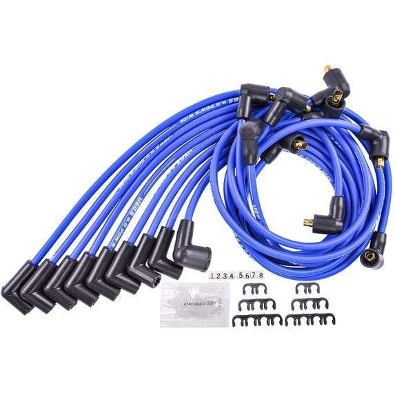 JEGS 8.0mm Blue Pow'r Wires Small Block Chevy Under Headers