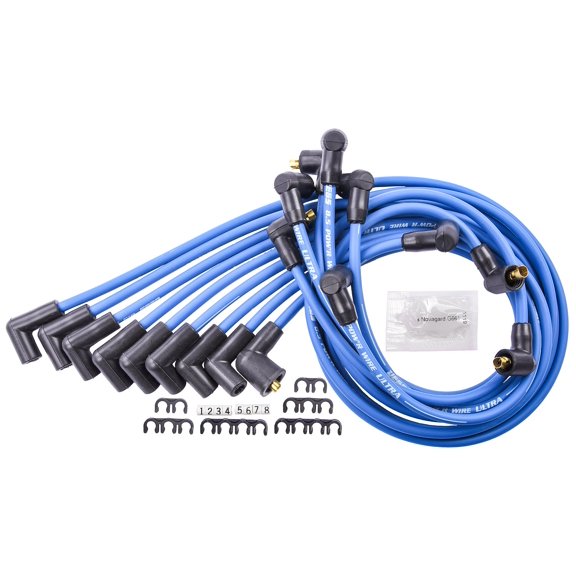 JEGS 8.5mm Blue Ultra Pow'r Wires for Small Block Chevy Under Headers