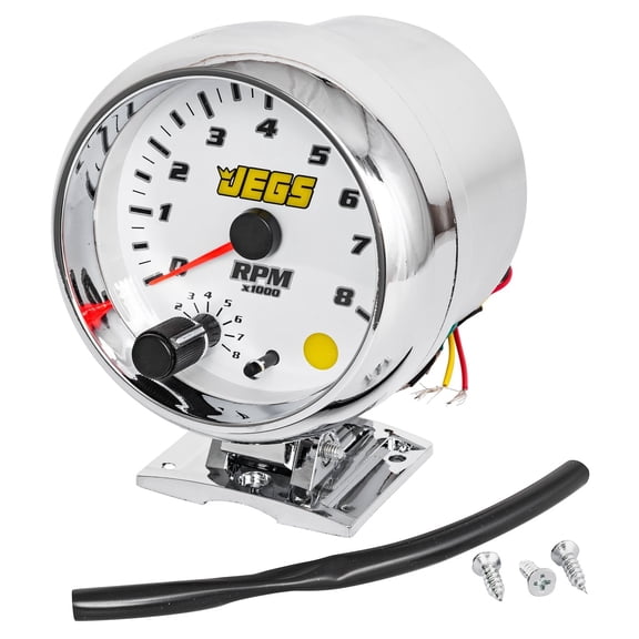 JEGS 41307 3 3/4 in. Pedestal Mount Tachometer 0-8 000 RPM Electrical Plastic Ho