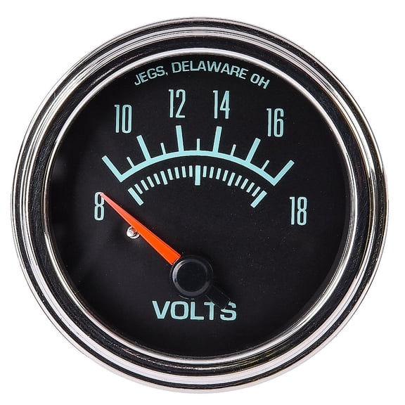 JEGS Voltmeter Gauge, Retro Style [2 1/16 in. Dia., 8-18 Volts]