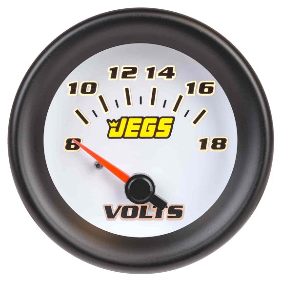 JEGS Voltmeter Gauge [2 1/16 in. Electrical, 8-18 Volts with White Face]