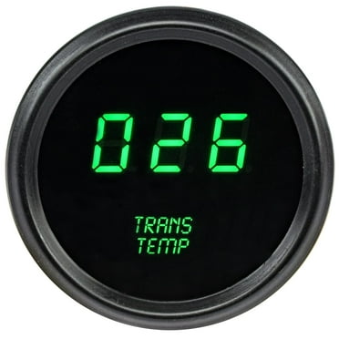 JEGS 41447 Digital Transmission Temp Gauge - 2-1/16 Inch Green LED Display With Night Dimming, 50-350°F Range