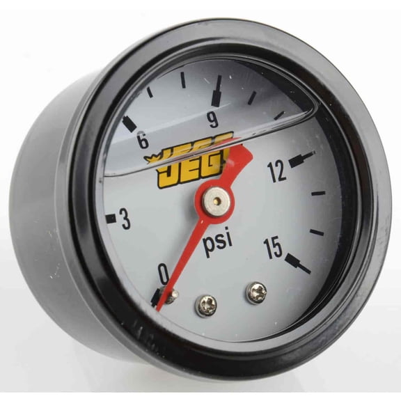 JEGS 41540 Fuel Pressure Gauge 1 1/2 in. Diameter 1/8 in. NPT Male Fitting 0-15