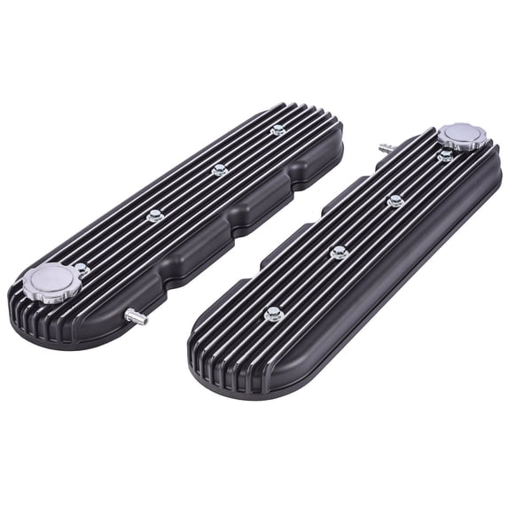 JEGS Black Finned Aluminum Valve Covers for GM LS Engines