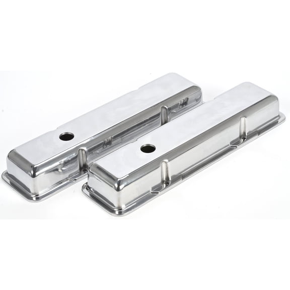 JEGS Polished Cast Aluminum Smooth Valve Covers for 1958-1986 Small Block Chevy [Short Design]
