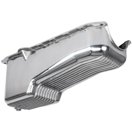 JEGS 50204 Finned Aluminum Oil Pan 1986-2002 Small Block Chevy (Passenger Dipsti