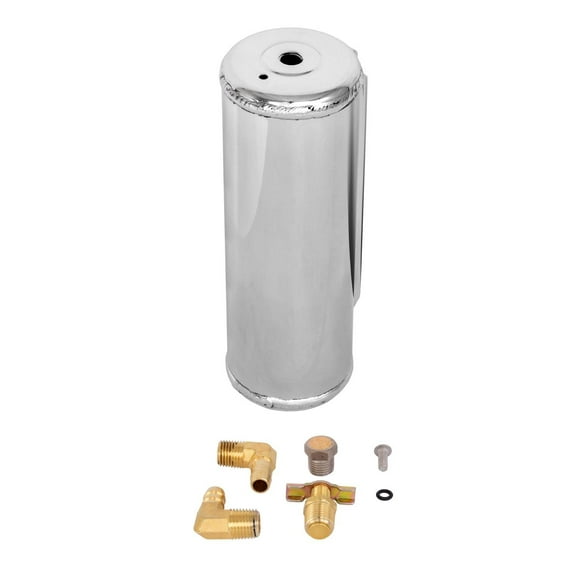 JEGS 51136 Round Recirculating/Overflow Tank/Catch Can 27 1/2 oz. Polished Bille