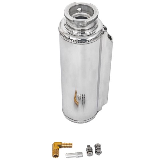 JEGS Round Recirculating/Overflow Catch Can with Filler Neck Polished Mirror Finish