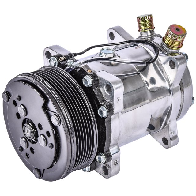 JEGS 51805 Air Conditioner Compressor Polished 6-Groove Serpentine ...