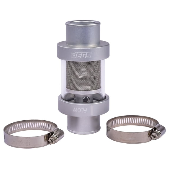 JEGS Inline Coolant Filter [1 1/2 in. OD, Silver Anodized Finish]