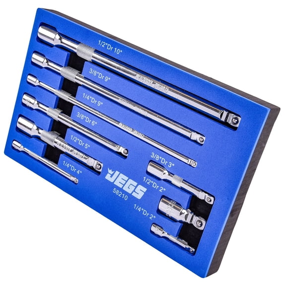 JEGS Wobble Extension Set, 1/4 in., 3/8 in. & 1/2 in. Drives [9-Piece]