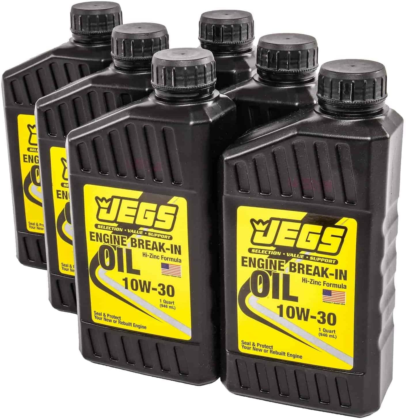 JEGS 6-Quart Engine Break-In Oil Kit | 10W-30 | High Zinc Formula - ZDDP | Made In USA | Guarantees Separation Of Critical Mating Surfaces