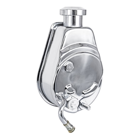 JEGS Saginaw-Style Power Steering Pump w/Keyed Shaft for Select 1966-1976 GM Vehicles [Chrome]