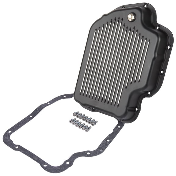 JEGS 61181 Aluminum Transmission Pan GM TH400 Overall Depth: 2-3/8 Black Finned