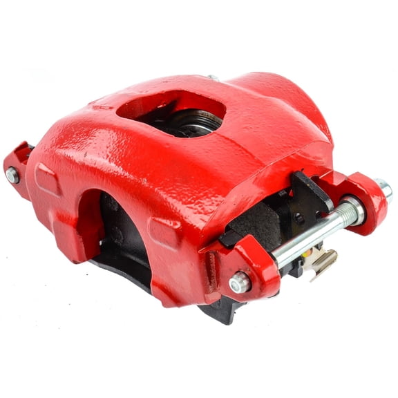 JEGS Large GM Front Disc Brake Caliper with D52 Pads, Left/Driver Side, Red Powder Coat [NEW]