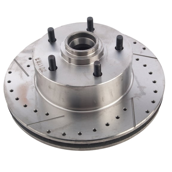 JEGS High-Performance Front Cross-Drilled and Slotted Brake Rotor Fits Select 1967-1974 GM Car Models [Left/Driver Side]