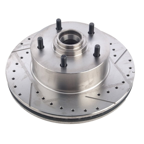 JEGS High-Performance Front Cross-Drilled and Slotted Brake Rotor Fits Select 1967-1974 GM Car Models [Right/Passenger Side]