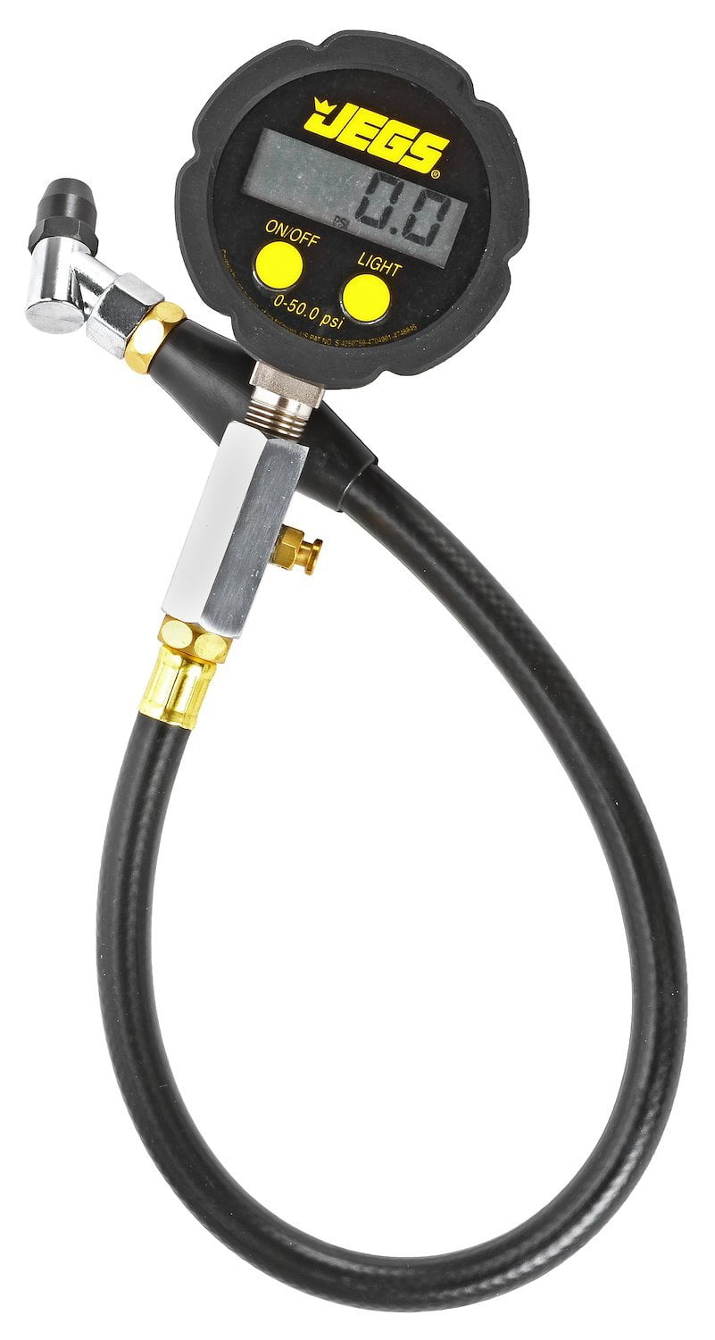 JEGS 65035 Pro Digital Tire Gauge 18 Hose with 45 Swivel Air Chuck 050 PSI in 1