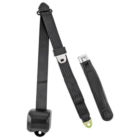 JEGS 3-Point Retractable Seat Belt, Black with Push-Button Latch [Sleeve/Cable Length: 12 in.]