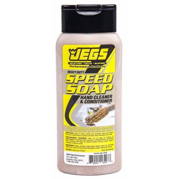 JEGS Speed Soap Hand Cleaner, Heavy-Duty Walnut Shell, 14 oz. Squeeze Bottle