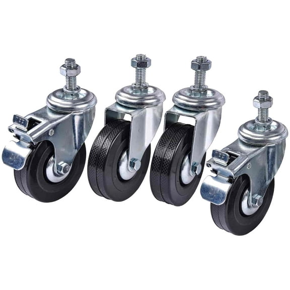 JEGS 80101 Swivel Caster Wheel Set 3 in. Diameter M10-1.5 Stud x 1 3/4 in. Lengt