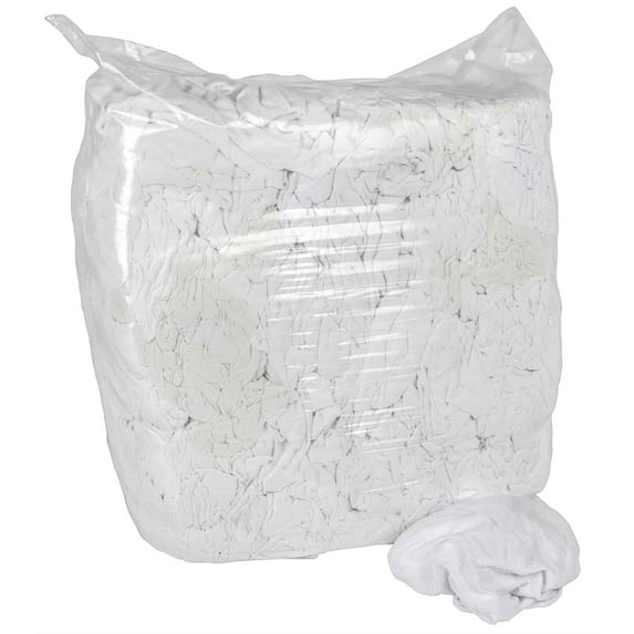 JEGS 80183 General Use Shop Rags 25 lb. Bag Clean White Cotton Various Sizes