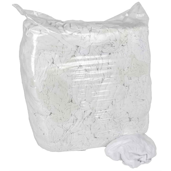 JEGS 80183 General Use Shop Rags 25 lb. Bag Clean White Cotton Various Sizes