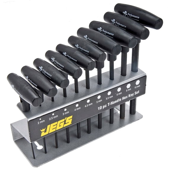 JEGS T-Handle Hex Key Set Metric