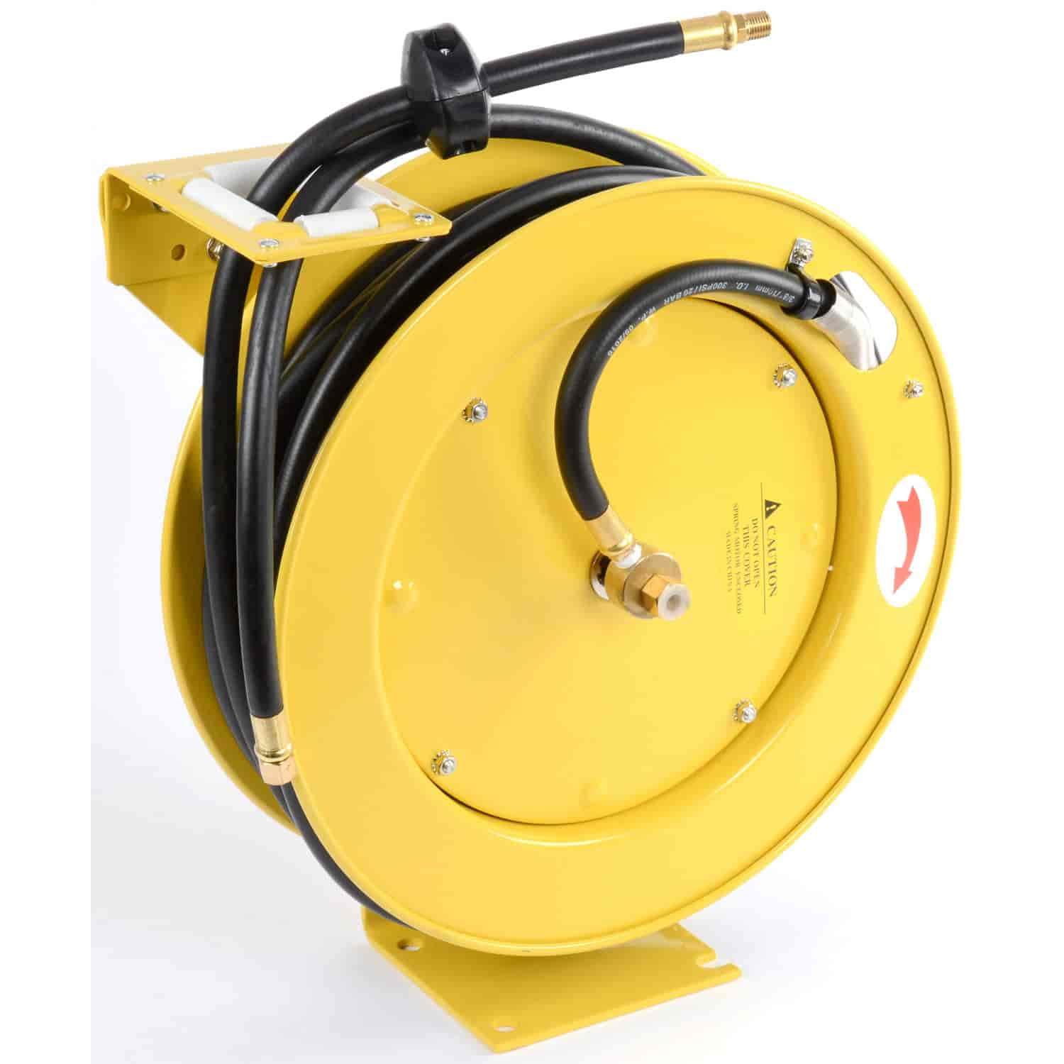 Lincoln 83753 Value Series Air and Water 50 Foot x 3/8 Inch Retractable  Hose Reel, 1/4 Inch NPT Fitting, Slotted Mounting Base, 5-Position  Adjustable