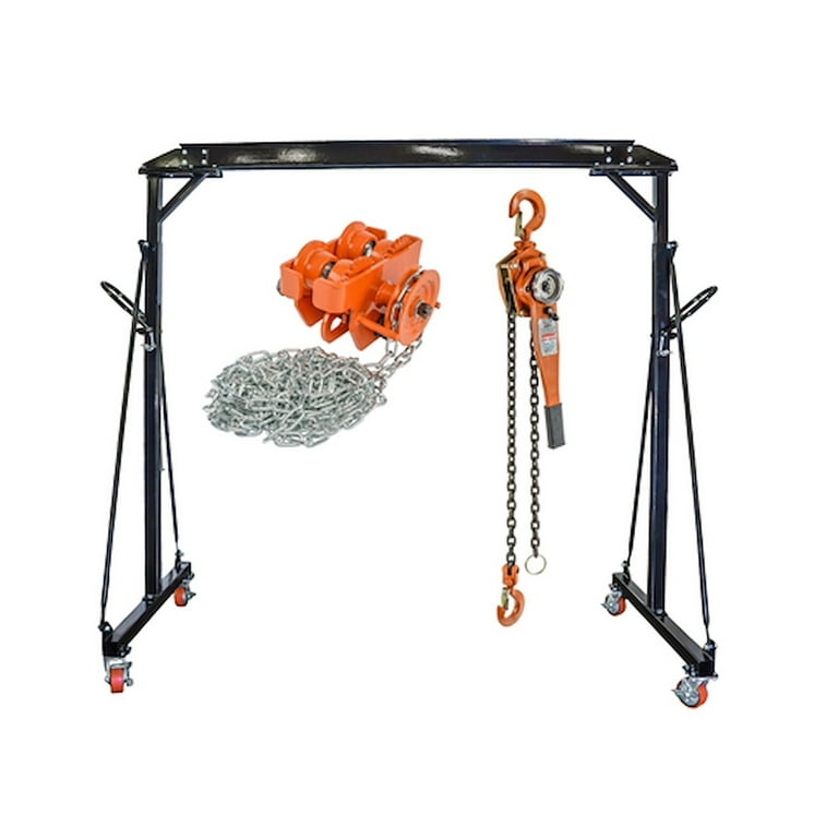 JEGS 81245K Gantry Crane with Trolley & Chain Hoist 1-Ton Capacity