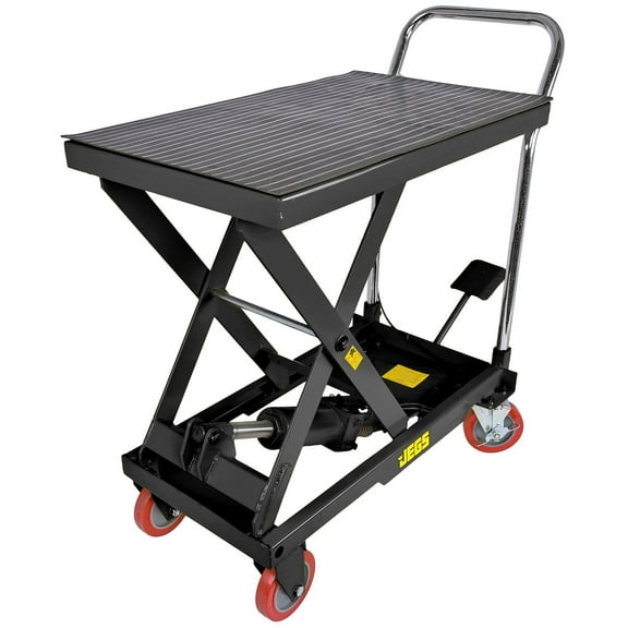 JEGS 81426 Hydraulic Lift Cart Capacity: 500 lb. Raised Height: 28.500 in. Lower