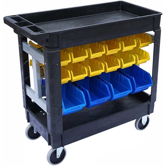 JEGS Heavy-Duty Utility Cart with 32 Storage Bins [500 lb. Capacity]