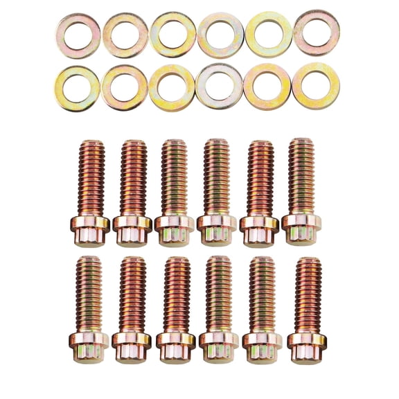 JEGS 12-Point Intake Manifold Bolts for Chevy, Mopar and AMC [Zinc Dichromate Gold]