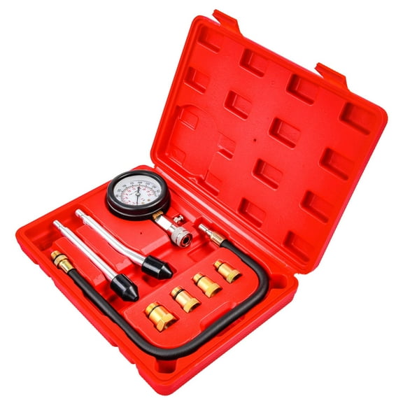 JEGS 85210 8-Piece Compression Tester Kit 0-300 PSI Gauge (0-20 BAR) Includes Br