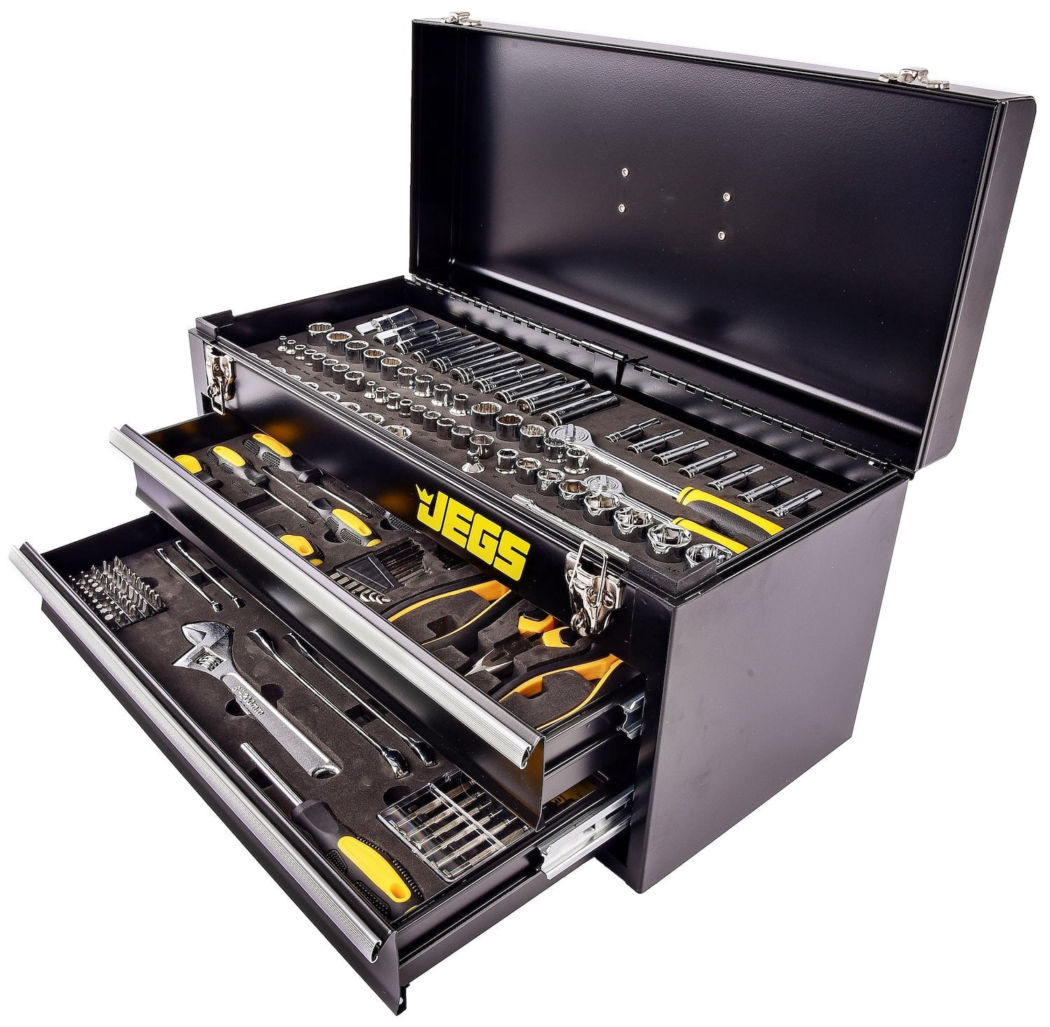 JEGS 85325 170-Piece Mechanic's Tool Box Set, Black Powdercoated