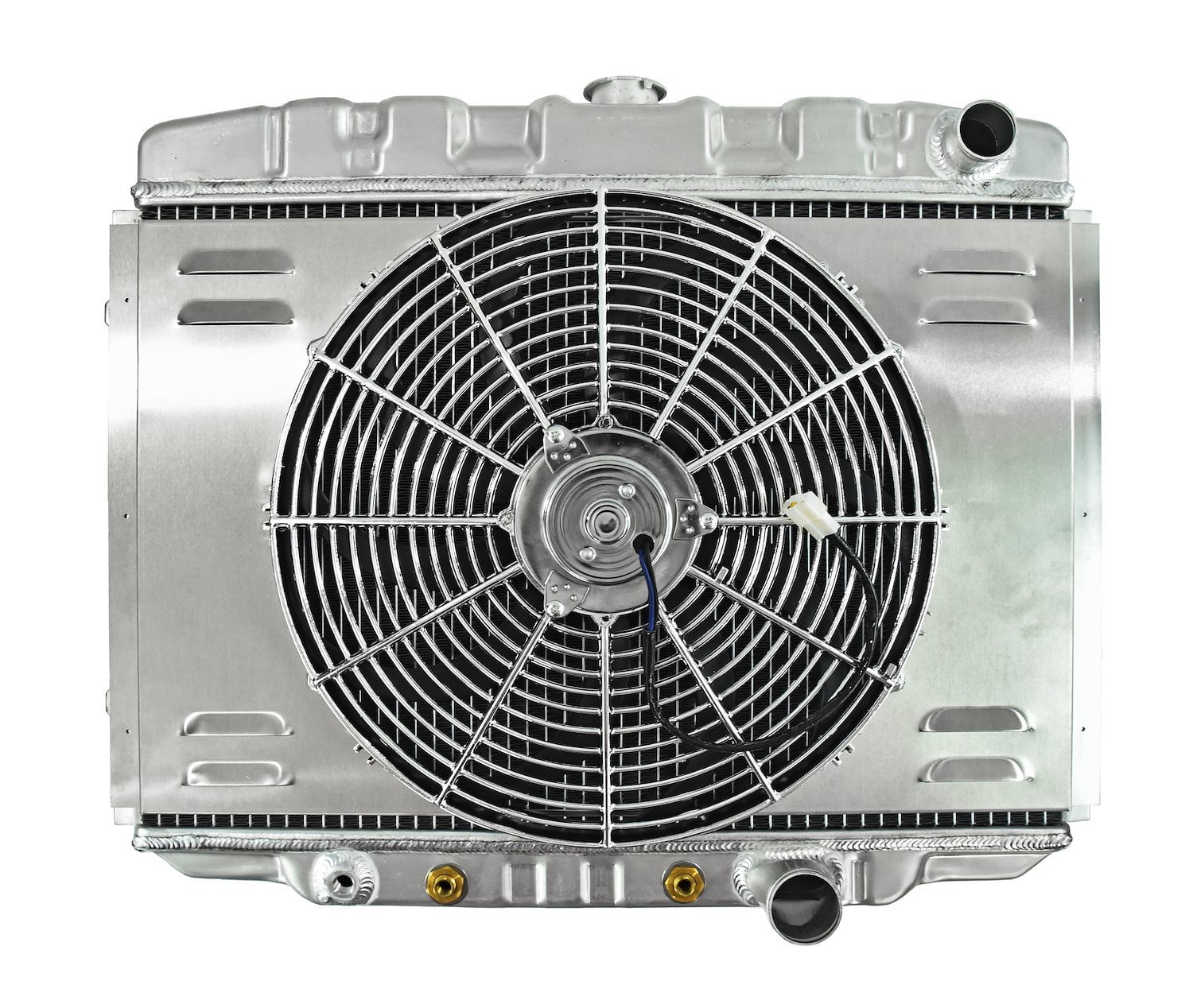 JEGS Aluminum Radiator & Fan Combo for 1967-1970 Ford Mustang w/ Small ...