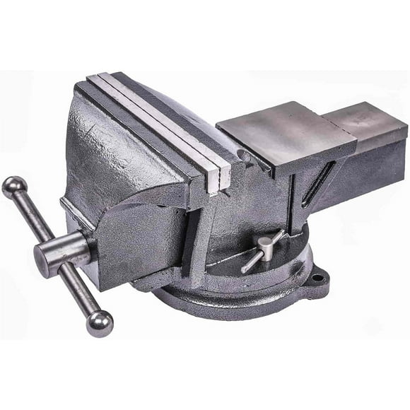 JEGS Bench Vise | 8 Inch Replaceable Jaws | Gray Iron Body With Chrome Handles | 360 Degree Lockable Swivel Base | Anvil Body | Built-In Pipe Jaws