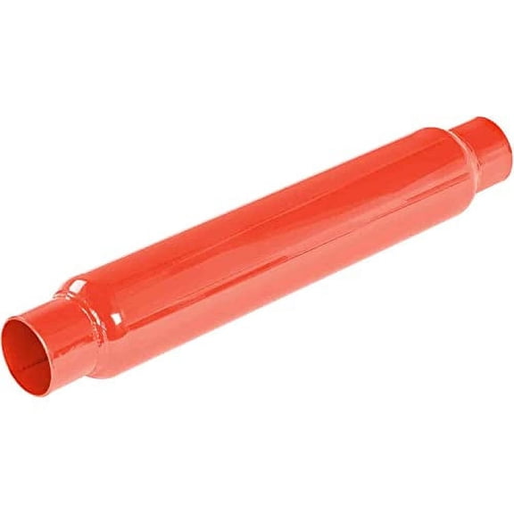 JEGS Glasspack Muffler | 2.5 ID Inlet/Outlet | 3.5 Body Diameter | 18 Overall Length | High Temperature Red Finish