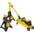 thumbnail image 1 of JEGS Hydraulic Utility Floor Jack and Jack Stands | 2-Ton Capacity | Heavy Gauge Steel Frames | Powder Coated Black and Yellow | Heavy Duty Caster Wheels on Floor Jack, 1 of 8