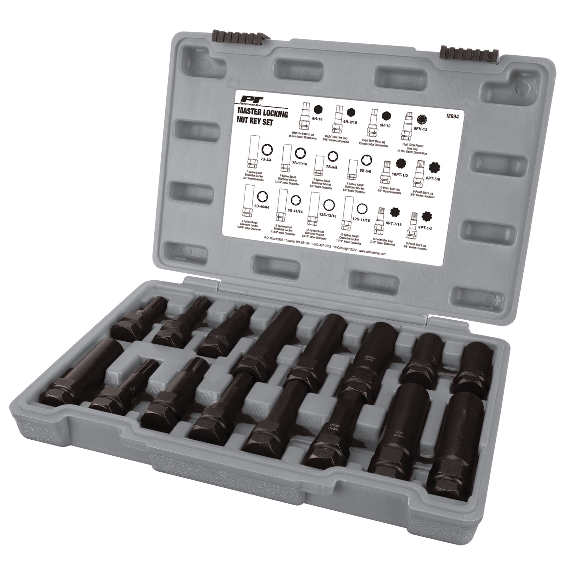 Performance Tool M994 16pc Locking Lug Nut Master Key Set