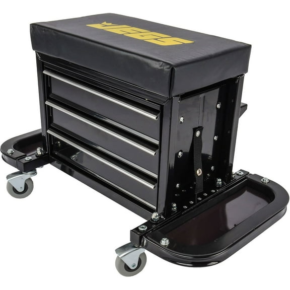 JEGS Magnetic Tool Trays Tool Box Stool, Black with JEGS Logo