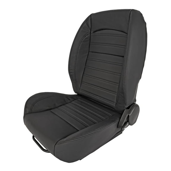 JEGS Retro Low Back Reclining Bucket Seat without Headrest, Left/Driver Side [Black]