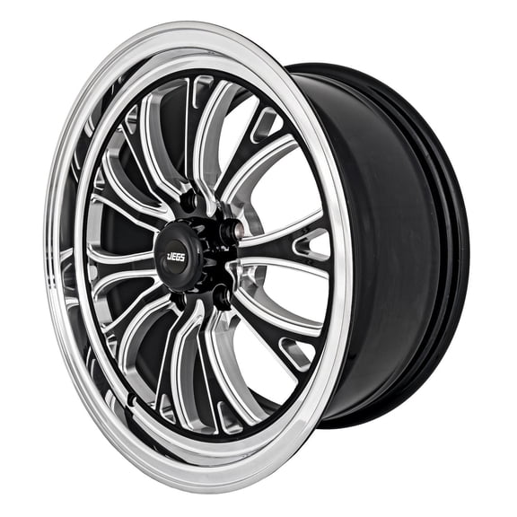 JEGS SSR Spike Wheel [Size: 17" x 8"] Polished Lip with Black Milled Spokes
