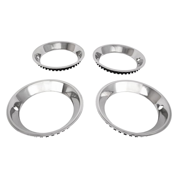 JEGS Stainless Steel Deep Dish Trim Ring Set for 15 in. x 7 in. Wheels [2.375 in. D x 2.750 in. W]