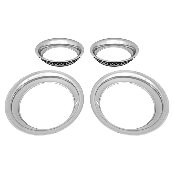 JEGS Stainless Steel Deep Dish Trim Ring Set for 15 in. x 8 in. Wheels [2.750 in. D x 3 in. W]
