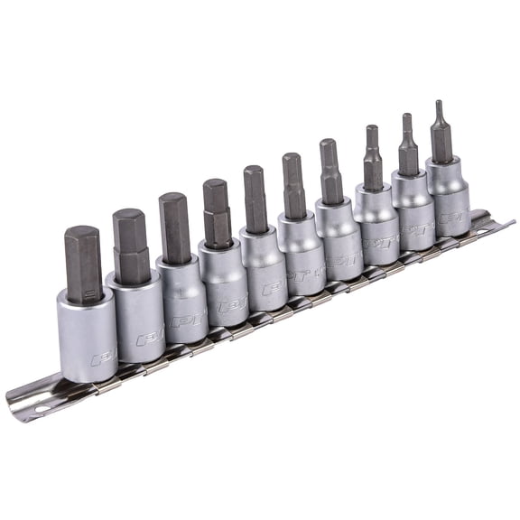 JEGS Hex Bit Socket Set, 3/8 in. Drive [Metric 10-Piece]