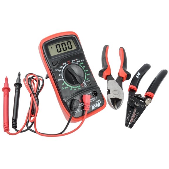 JEGS W1714 Electrician Tool Set 12V/120V Includes: (1) Digital Multimeter (2) Te