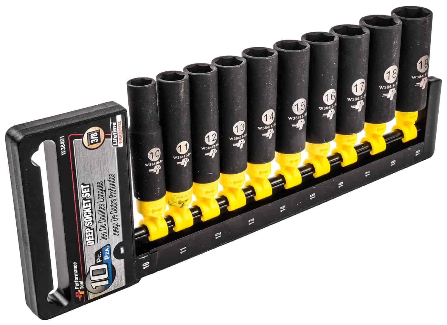 JEGS W38401 10-Piece Socket Set 3/8 in. Drive Metric Deep Socket Laser ...