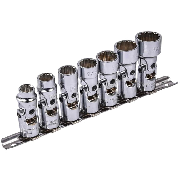 JEGS W38980 7-Piece Socket Set 3/8 in. Drive SAE Flex Design Includes: (1 Each)